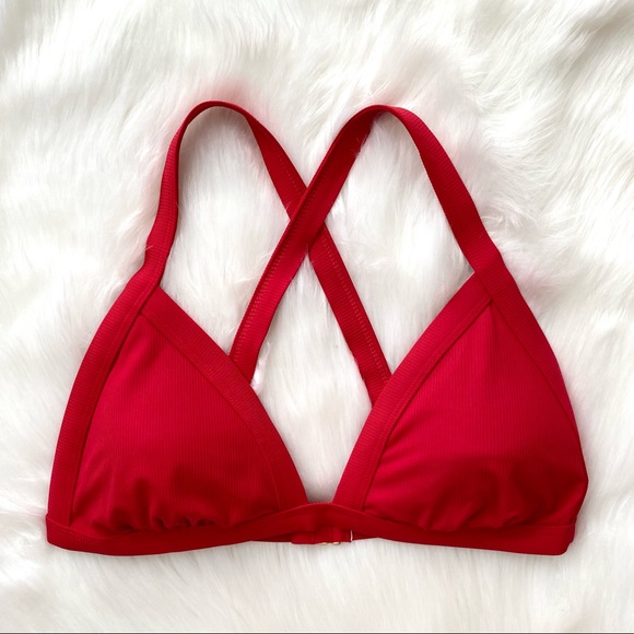 XHILARATION Size L Red Adjustable Triangle Bikini Top - Picture 1 of 6